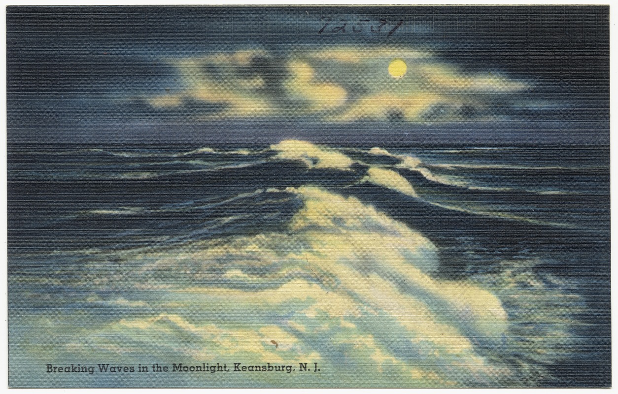 Breaking waves in the moonlight, Keansburg, N.J.