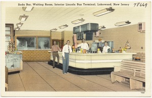 Soda bar, waiting room, interior Lincoln Bus Terminal, Lakewood, New Jersey