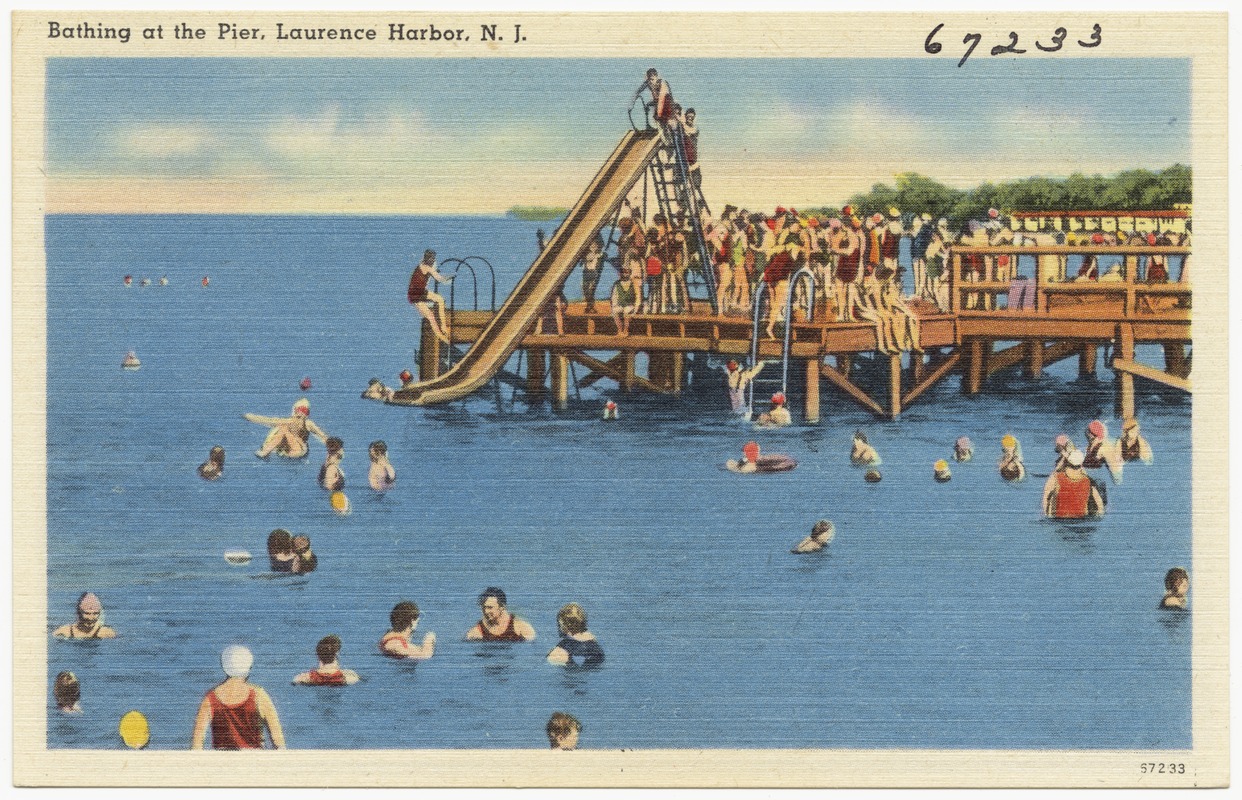 Bathing at the pier, Laurence Harbor, N. J.
