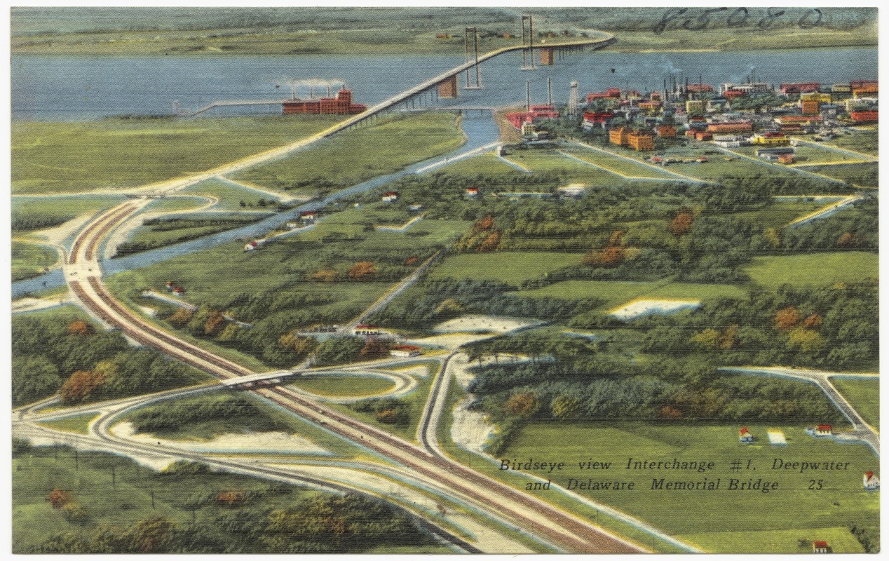 Birdseye view, Interchange #1, Deepwater and Delaware Memorial Bridge