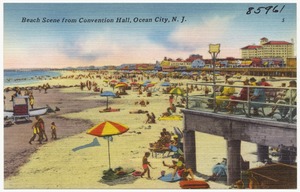 Beach scene from convention hall, Ocean City, N. J.