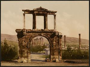 Athènes. Arc d'Adrien avec Temple de Jupiter Olympien