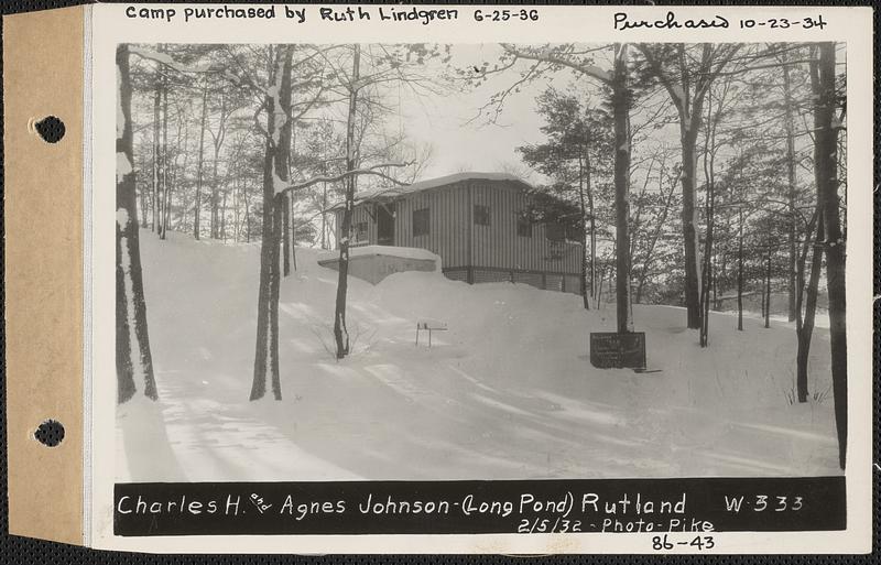 Charles H. And Agnes Johnson, Camp, Long Pond, Rutland, Mass., Feb. 5 ...