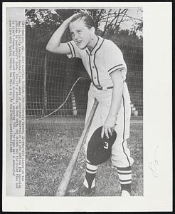 Still Batting .700--Beverly Harmon, 11-year old player on the English Little League baseball team, wears an anguished expression as she watches the opposing pitcher in yesterday’s game. She hit a double, walked once, and struck out the third time but it didn’t change her current batting average, a whopping 700. The game was a scheduled practice with Spring Valley.