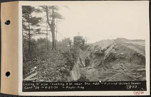 Contract No. 39, Trunk Line Sewer, Rutland, Holden, laying 16 in. pipe, looking northwest near Sta. 452, Rutland-Holden Sewer, Holden, Mass., Apr. 27, 1934