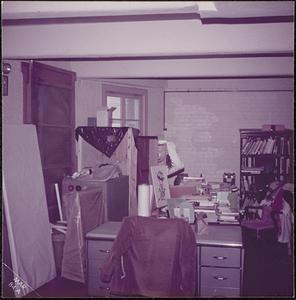 Basement storage, work area for children's librarian (basement west), Lawrence Library