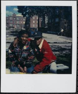 Jamyel and Betty hanging out in Newtowne Court