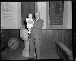 Leslie Jones holding granddaughter Dyan on her christening day, Lowell