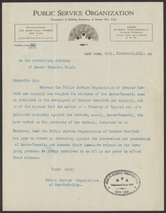 Sacco-Vanzetti Case Records, 1920-1928. Prosecution Papers. D.P. Ranney Correspondence, February 1921-1923. Box 23, Folder 2, Harvard Law School Library, Historical & Special Collections