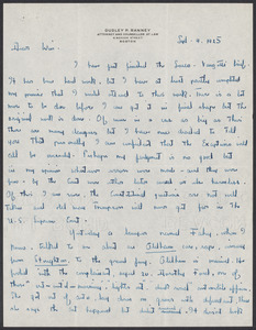 Sacco-Vanzetti Case Records, 1920-1928. Prosecution Papers. D.P. Ranney Correspondence, September-October 1925. Box 23, Folder 8, Harvard Law School Library, Historical & Special Collections