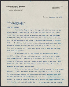 Sacco-Vanzetti Case Records, 1920-1928. Prosecution Papers. D.P. Ranney Correspondence, January 1927. Box 23, Folder 18, Harvard Law School Library, Historical & Special Collections