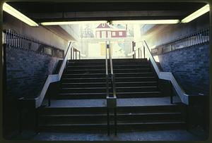 Part of series on Mass. Transit - new Quincy Rapid Transit line to Boston showing parking garage