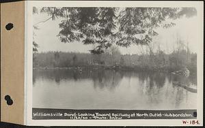 Williamsville Pond, looking toward spillway at north outlet, Hubbardston, Mass., Nov. 20, 1930
