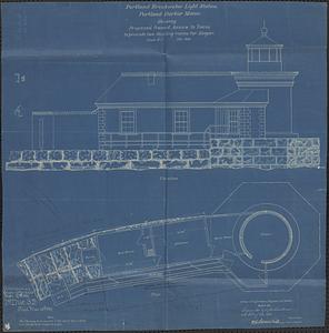 Portland Breakwater Light Station showing proposed framed annex to tower to provide two dwelling rooms for keeper