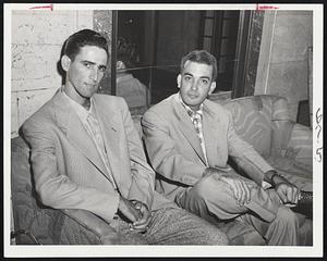 Pippens From Havana are these Cuban importations of the Washington Senators. Left, Senor Paul Sanches a pitcher, fans the breeze at the Kenmore with his amigo, Outfielder Frank Campos.