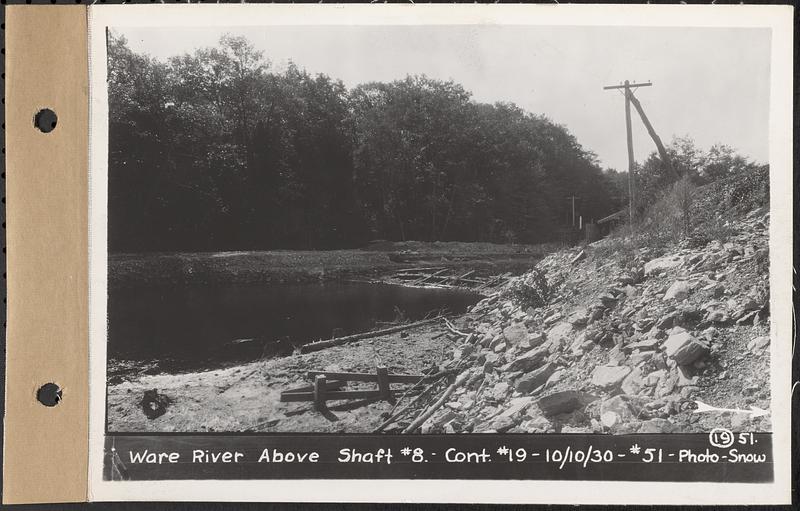 Contract No. 19, Dam and Substructure of Ware River Intake Works at Shaft 8, Wachusett-Coldbrook Tunnel, Barre, Ware River above Shaft 8, Barre, Mass., Oct. 10, 1930