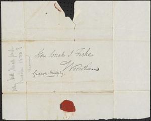 Mashpee Revolt, 1833-1834 - Letter from Gideon Hawley to Josiah J. Fiske, Undated