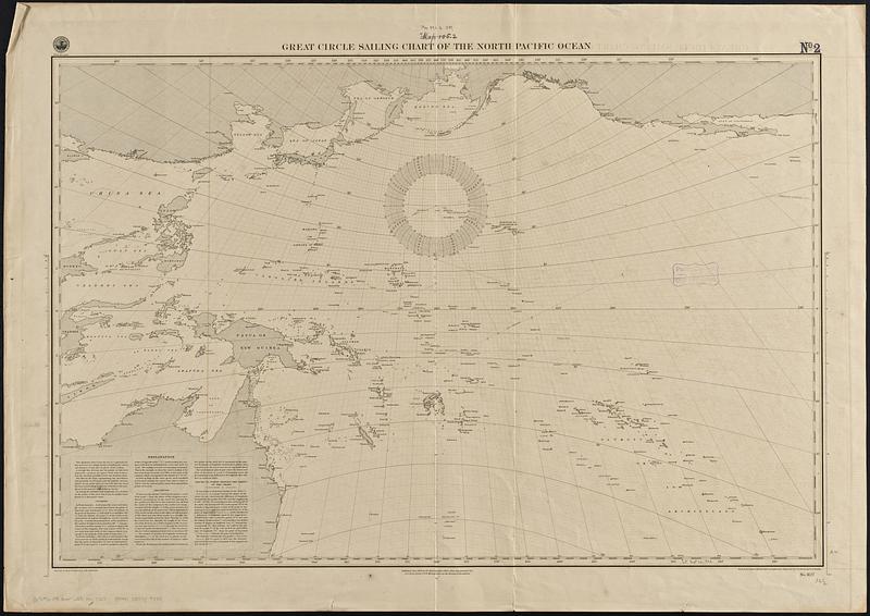 Great circle sailing chart of the North Pacific Ocean