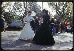 Two women dressed in period costume during the bicentennial parade