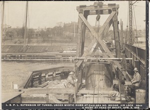 Distribution Department, Low Service Pipe Lines, extension of tunnel under Mystic River at Chelsea North Bridge, air lock and hoist at head of shaft, Charlestown, Mass., Apr. 5, 1912