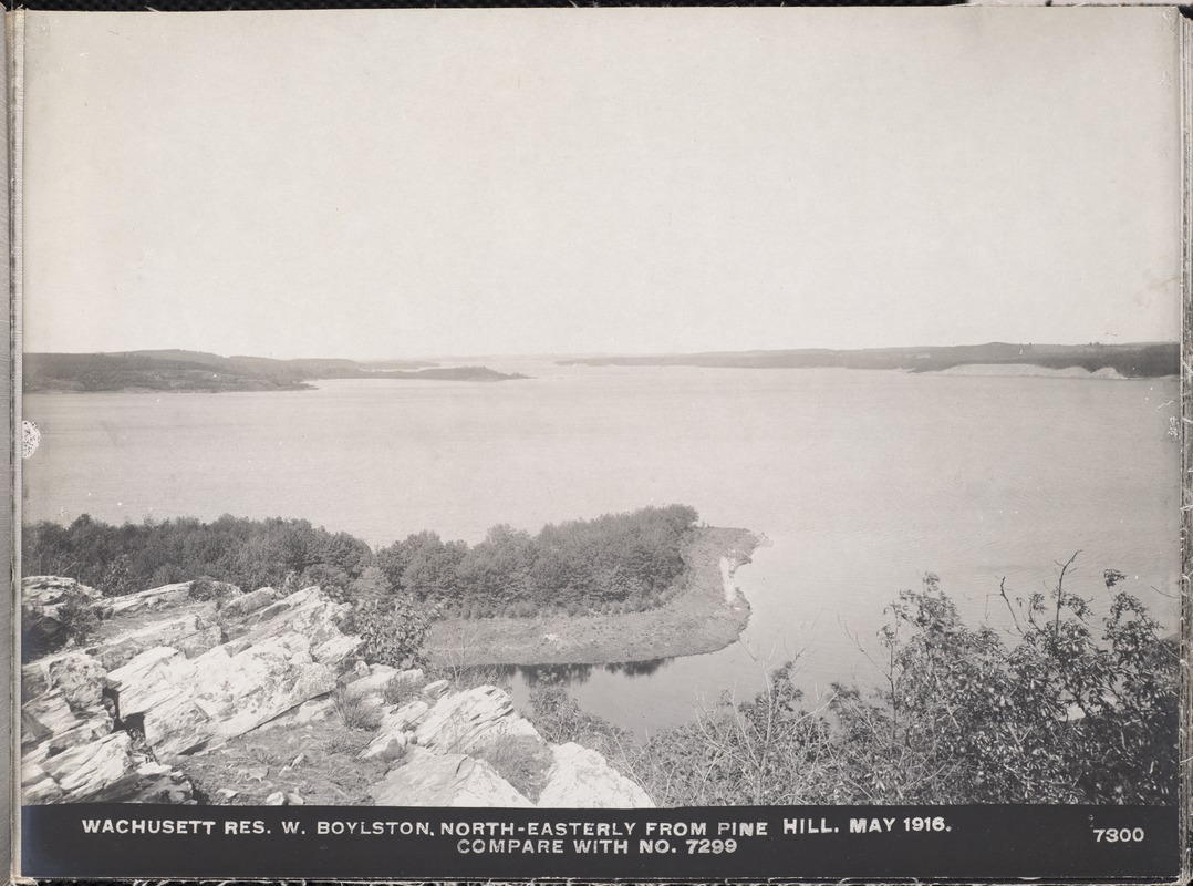 Wachusett Department, Wachusett Reservoir, northeasterly from Pine Hill (compare with No. 7299), West Boylston, Mass., May 1, 1916