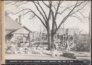 Distribution Department, Chestnut Hill Reservoir, garage, front and westerly end, Brighton, Mass., Dec. 13, 1916