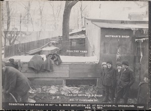 Distribution Department, Low Service Pipe Lines, condition after break in 30-inch main, Boylston Street at Boylston Place, Brookline, Mass., Feb. 14, 1917