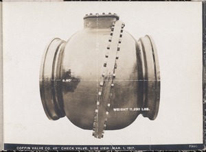 Distribution Department, Coffin Valve Company, 48-inch check valve, side view, Mass., Mar. 1, 1917