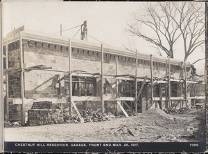 Distribution Department, Chestnut Hill Reservoir, garage, front end, Brighton, Mass., Mar. 26, 1917