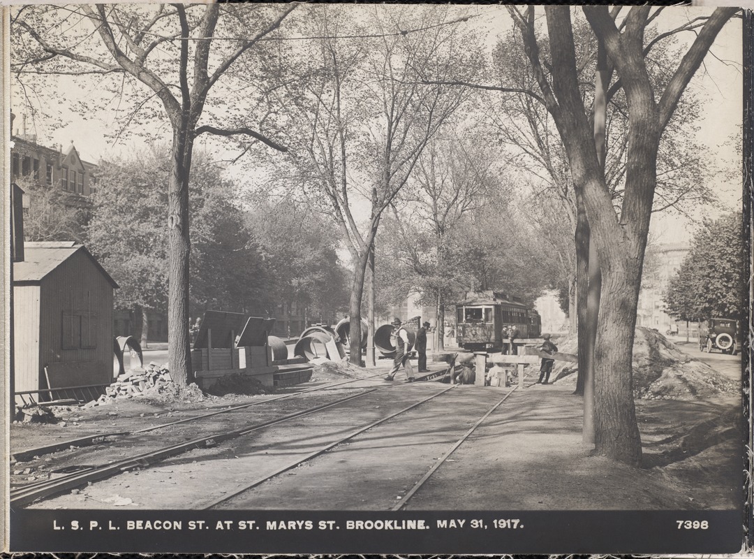 Distribution Department, Low Service Pipe Lines, Beacon Street at St. Mary's Street, Brookline, Mass., May 31, 1917