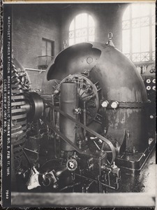 Wachusett Department, Wachusett Dam Hydroelectric Power Plant, break in turbine No. 2, close view of unit No. 2, Clinton, Mass., Feb. 17, 1919