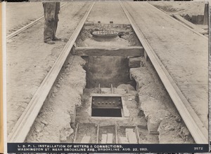 Distribution Department, Low Service Pipe Lines, installation of meters and connections, Washington Street near Brookline Avenue, Brookline, Mass., Aug. 22, 1919