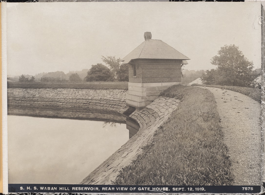 Distribution Department, Southern High Service Waban Hill Reservoir, rear view of Gatehouse, Newton, Mass., Sep. 12, 1919
