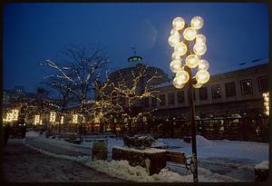 Winter twilight at Quincy Market, Boston