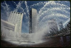Prudential Tower and Sheraton Boston with fountain, Boston