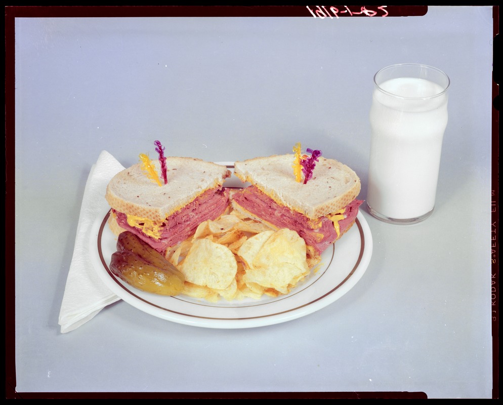 Food lab, corn beef club sandwich