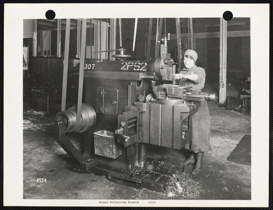 Woman operating shaper