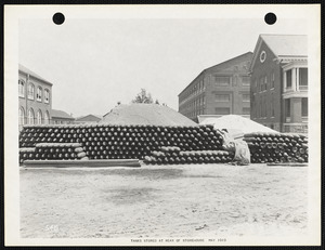 Tanks stored at rear of storehouse