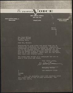 Facsimile reproduction of letter from St. Clair Bourne, New York, to Jack Miller, Boston, 1942 March 2