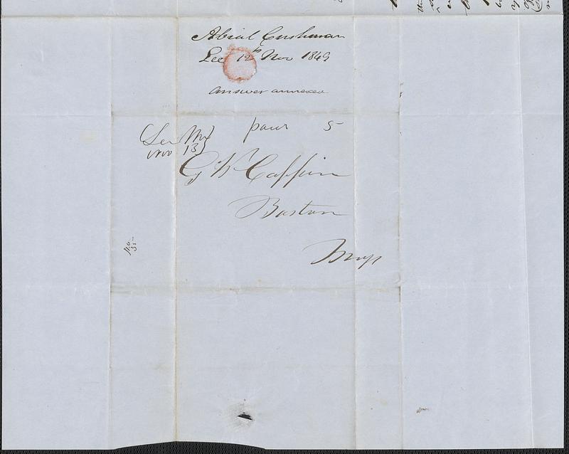 Alfred Cushman to George Coffin, 12 November 1849