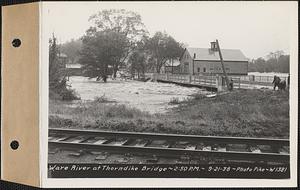 Ware River at Thorndike bridge, Thorndike, Palmer, Mass., 2:50 PM, Sep. 21, 1938