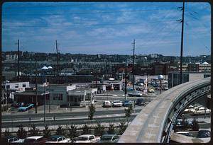 View of Seattle, Washington, with monorail track