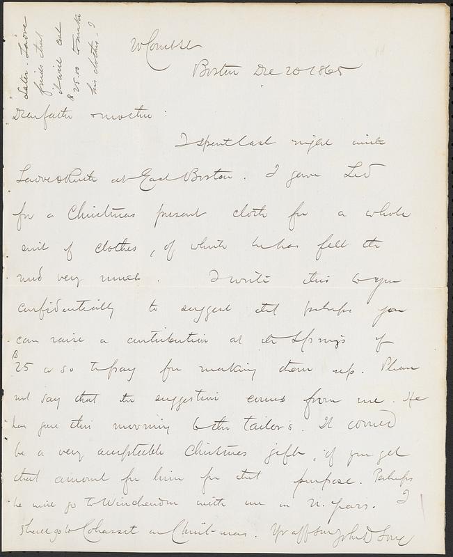 Letter from John D. Long to Zadoc Long and Julia D. Long, December 20, 1865