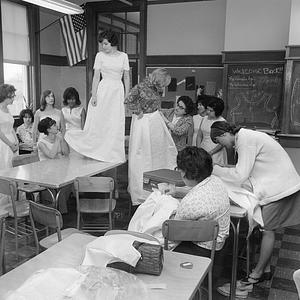Making graduation gowns, Vocational High School, Hillman Street, New Bedford