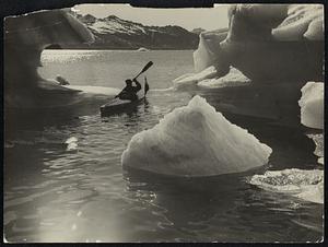 Fold Boats Climb Upon the mountain tops. 9. Between the icebergs gliding along in a paddle-boat.