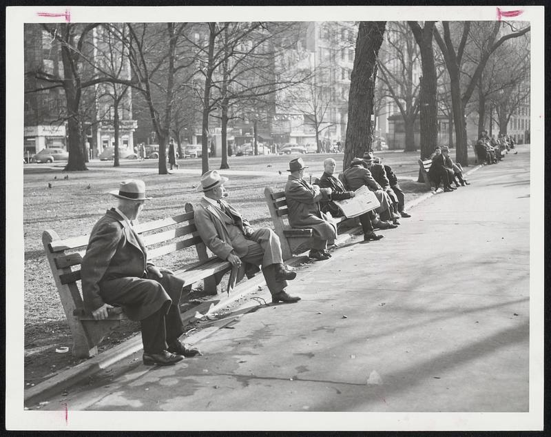 An Overcoat Felt Uncomfortable-If you had to move around much in yesterday's balmy climate, but it was not so bad if you could loll on a bench on Boston Common.