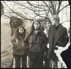Four unidentified young women, probably at a demonstration