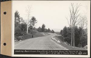 Contract No. 60, Access Roads to Shaft 12, Quabbin Aqueduct, Hardwick and Greenwich, looking back from Sta. 23+10, Greenwich and Hardwick, Mass., Oct. 21, 1938