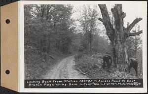 Contract No. 106, Improvement of Access Roads, Middle and East Branch Regulating Dams, and Quabbin Reservoir Area, Hardwick, Petersham, New Salem, Belchertown, looking back from Sta. 185+85, access road to East Branch Regulating Dam, Belchertown, Mass., May 21, 1940