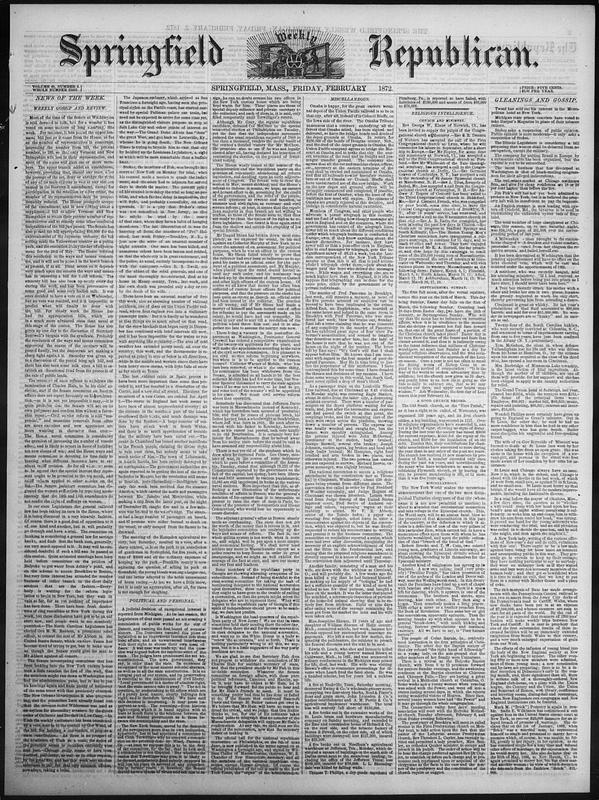 Springfield Weekly Republican. February 02, 1872 - Digital Commonwealth